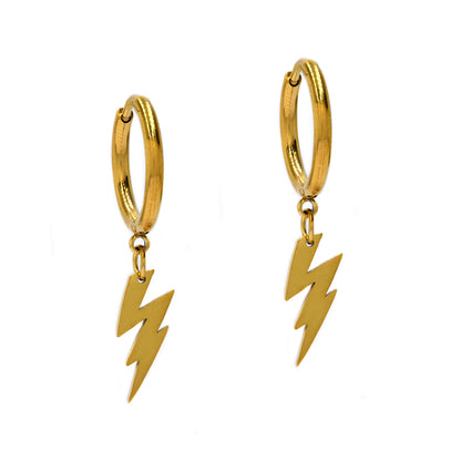 Stainless steel light bolt on hoop earring - SSYE4295