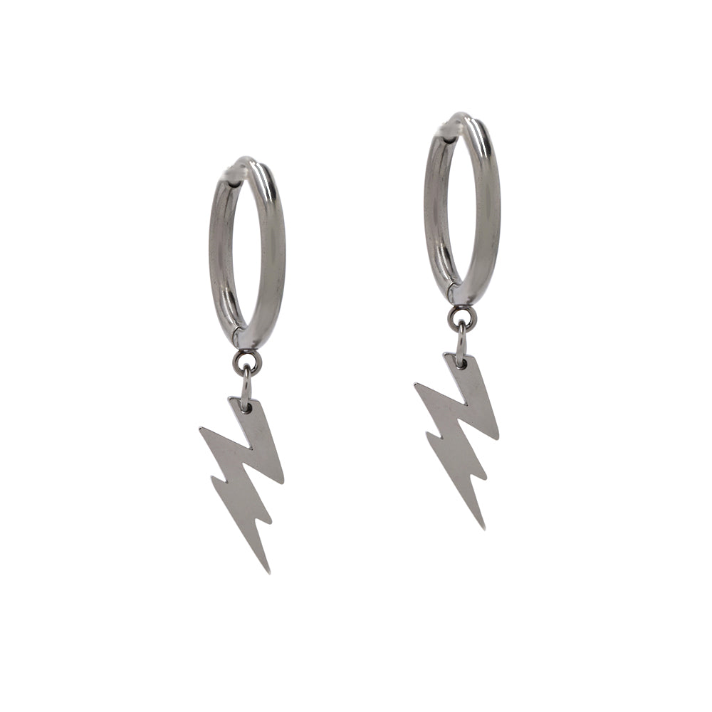 Stainless steel light bolt on hoop earring - SSYE4295
