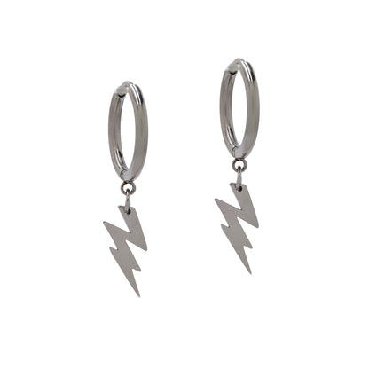 Stainless steel light bolt on hoop earring - SSYE4295