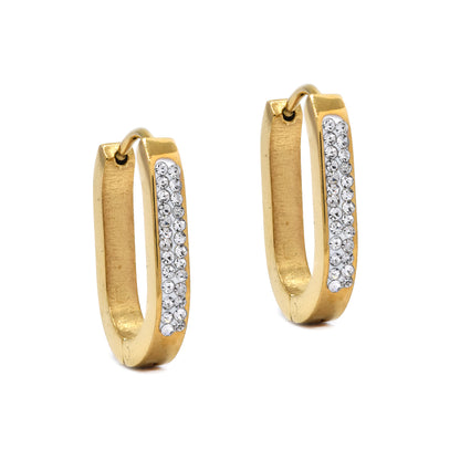 Stainless steel rectangle crystal hoop - SSYE4562