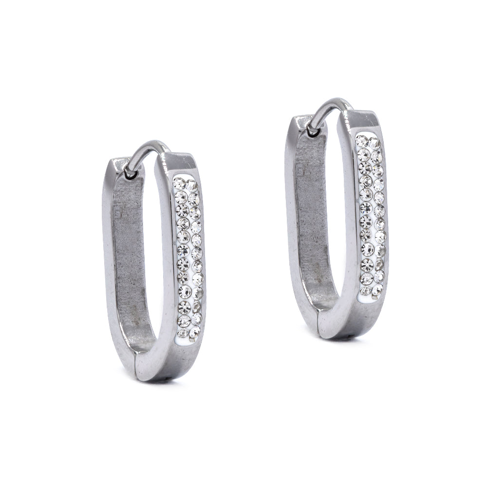 Stainless steel rectangle crystal hoop - SSYE4562