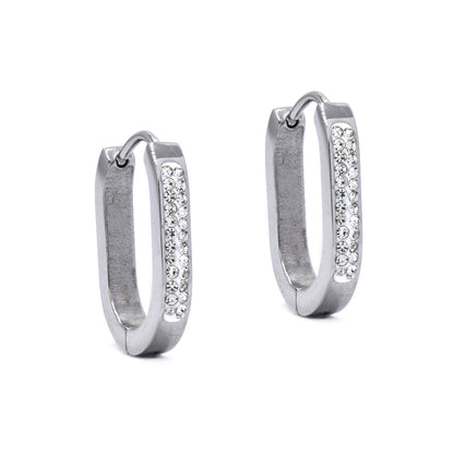 Stainless steel rectangle crystal hoop - SSYE4562