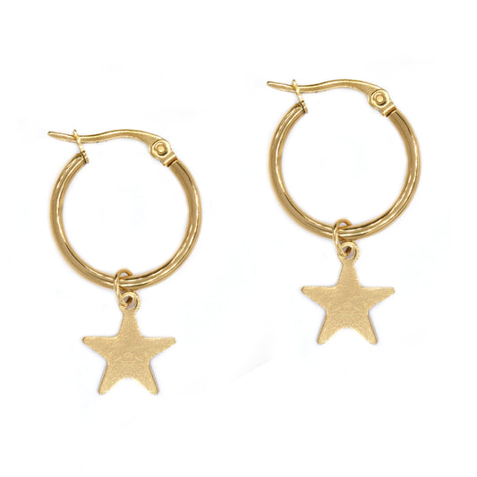 Stainless steel star charm hoop earring - SSYE4567