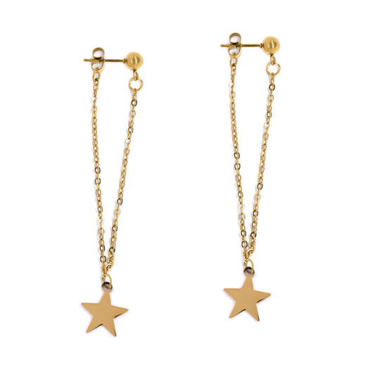 Buy 1 get 1 FREE - Stainless steel chain detail star earring - SSYE4572