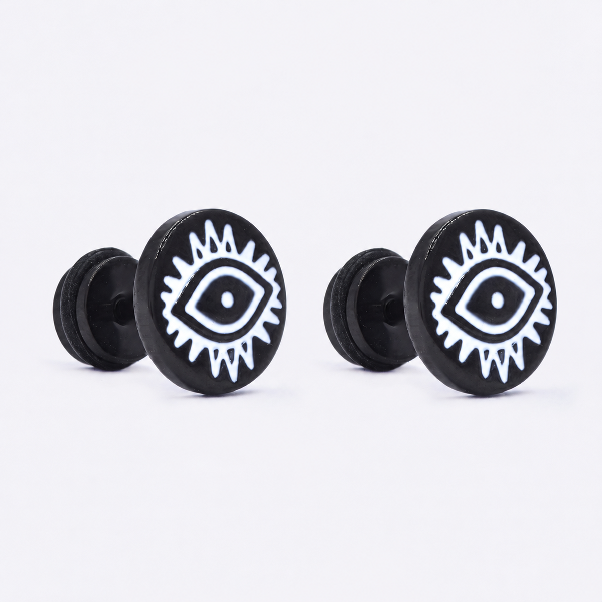 Stainless steel eye dumbbell earrings - SSYE4673
