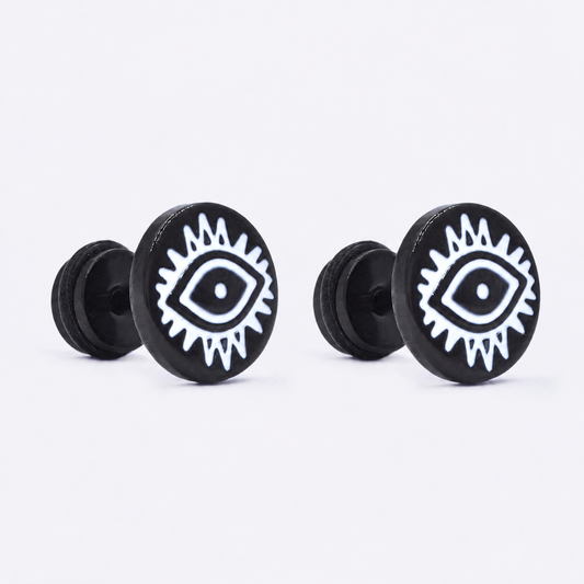 Stainless steel eye dumbbell earrings - SSYE4673