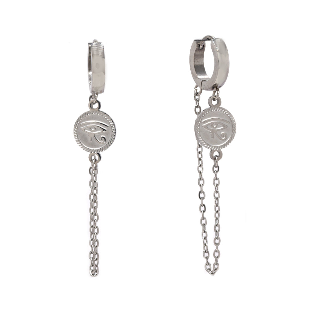Stainless steel evil eye disk huggie earring - SSYE4756
