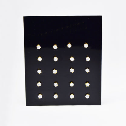 10 Pack Stainless steel 6 claw clear cubic zirconia gold stud earrings - SSYE4845