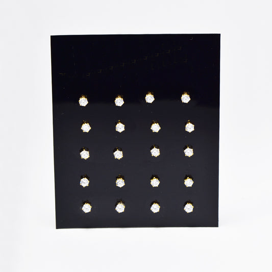 10 Pack Stainless steel 6 claw clear cubic zirconia gold stud earrings - SSYE4845