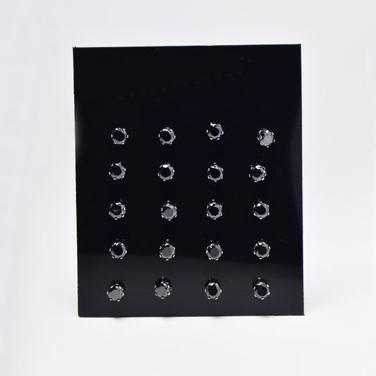 10 Pack Stainless steel 6 claw 4mm crushed cubic zirconia stud earrings - SSYE4847