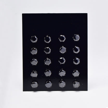 10 Pack Stainless steel 6 claw 6mm black cubic zirconia stud earrings - SSYE4849