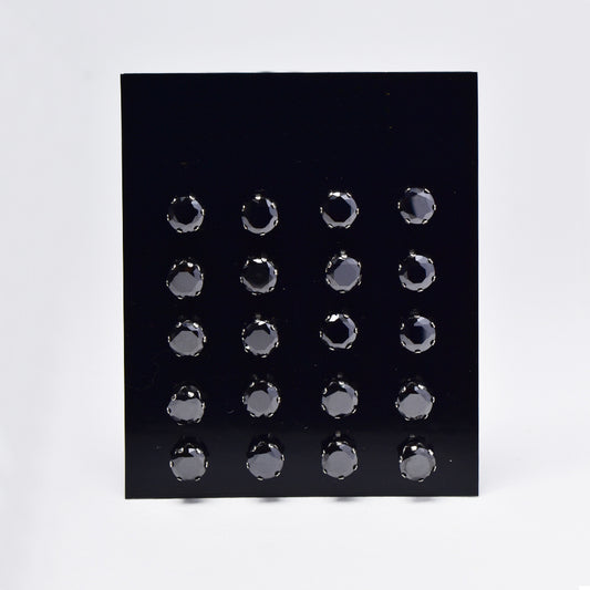 10 Pack Stainless steel 6 claw 6mm black cubic zirconia stud earrings