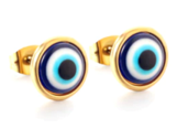 Stainless steel evil eye domed stud - SSYE4907