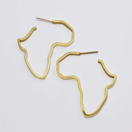 Stainless steel statement Africa map hoop earring - SSYE4912