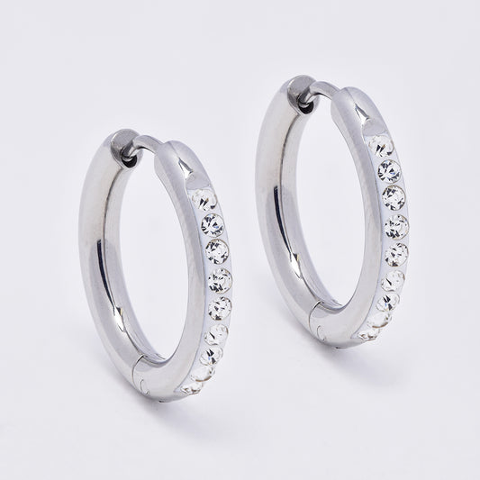 Stainless steel cubic zirconia hoop earring - SSYE4921