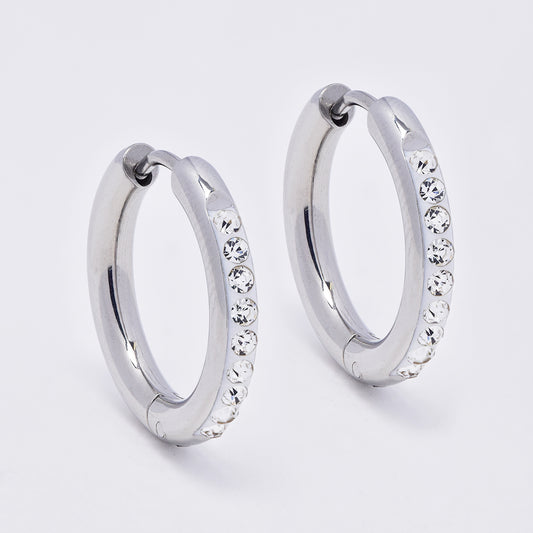 Stainless steel cubic zirconia hoop earring