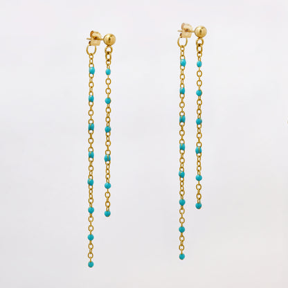 Steel two strand enamel bead earring - SSYE4930