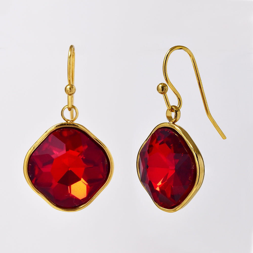 Stainless steel gold plated drop earring with stone - SSYE4952