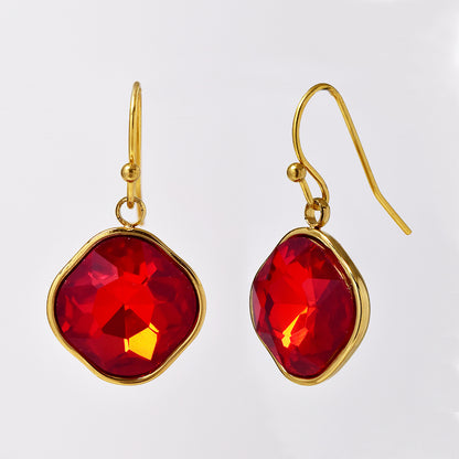 Stainless steel gold plated drop earring with stone - SSYE4952