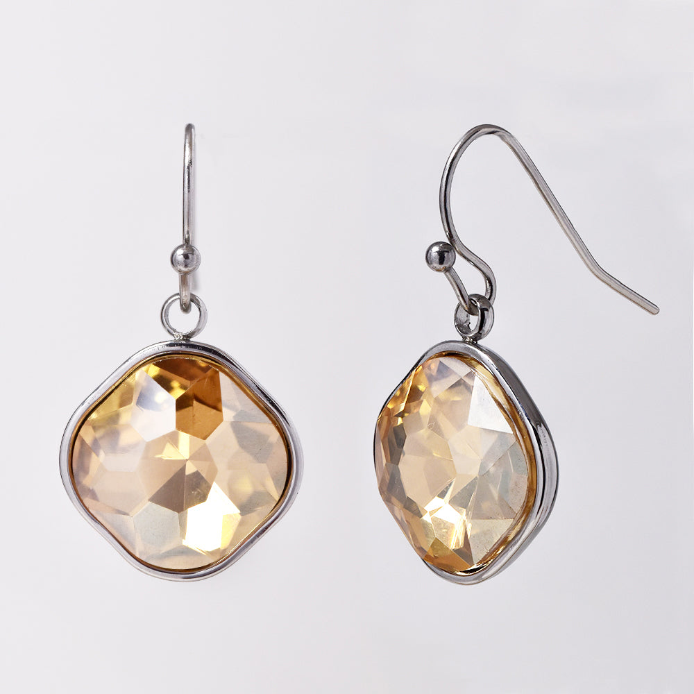 Stainless steel gold plated drop earring with stone - SSYE4952