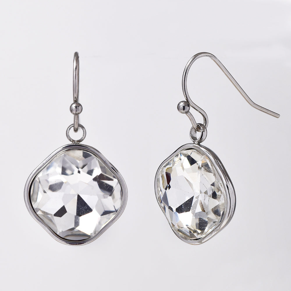 Stainless steel gold plated drop earring with stone - SSYE4952