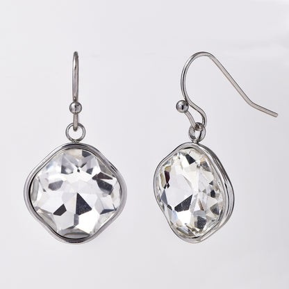 Stainless steel gold plated drop earring with stone - SSYE4952