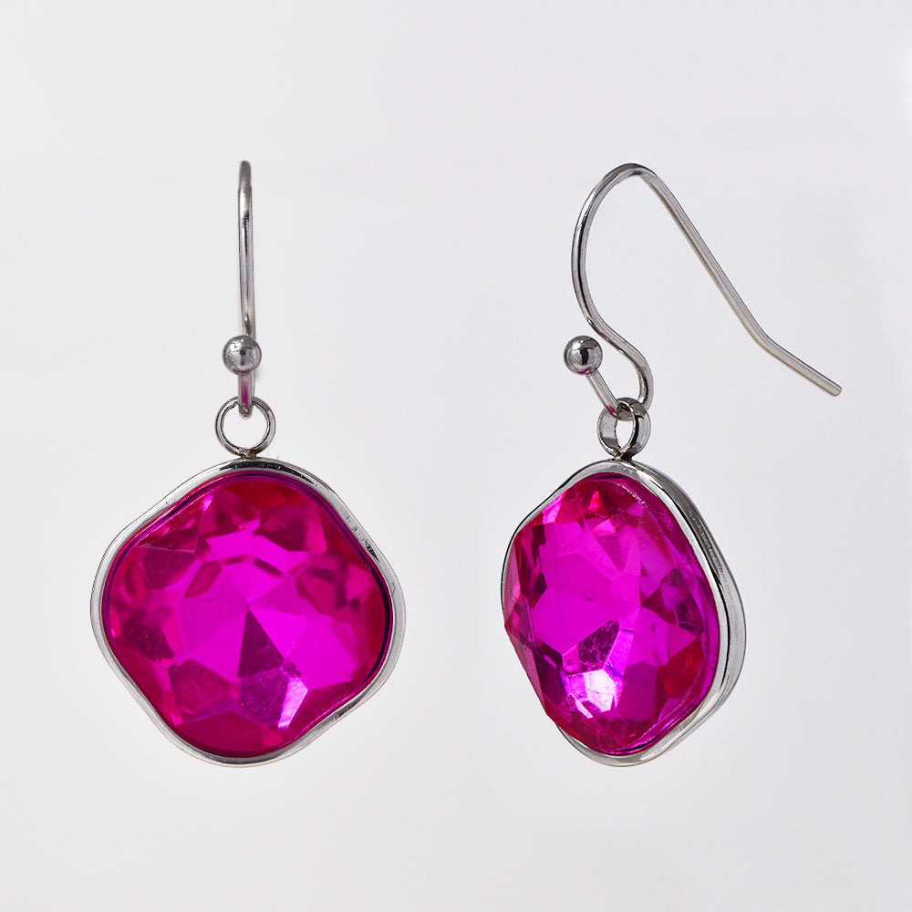 Stainless steel gold plated drop earring with stone - SSYE4952