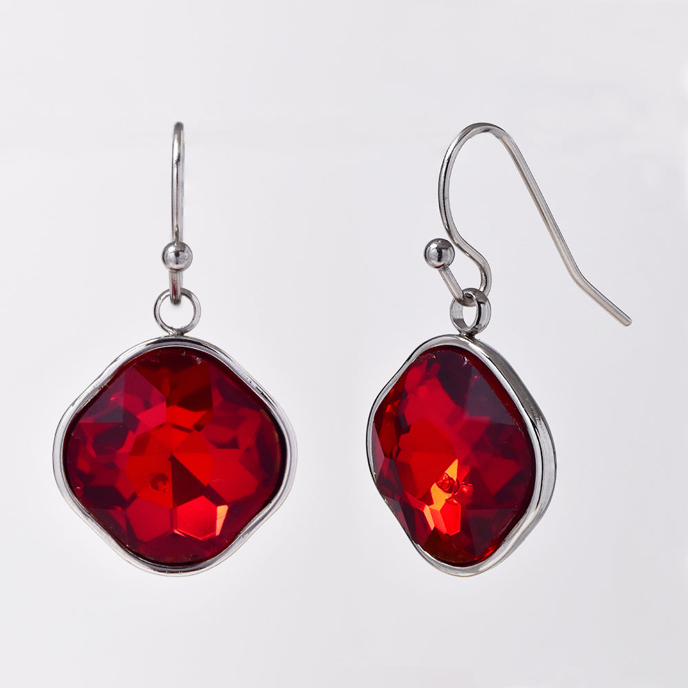 Stainless steel gold plated drop earring with stone - SSYE4952