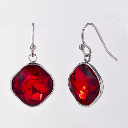 Stainless steel gold plated drop earring with stone - SSYE4952