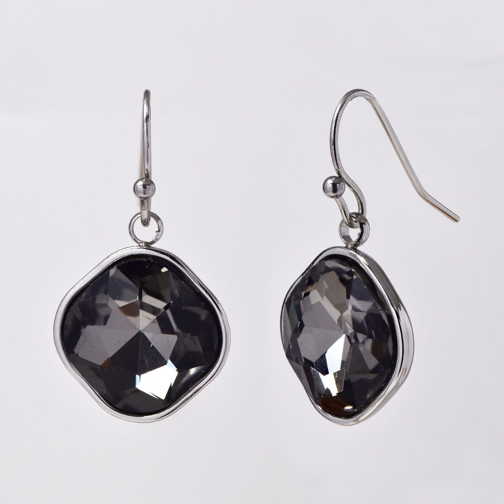 Stainless steel gold plated drop earring with stone - SSYE4952