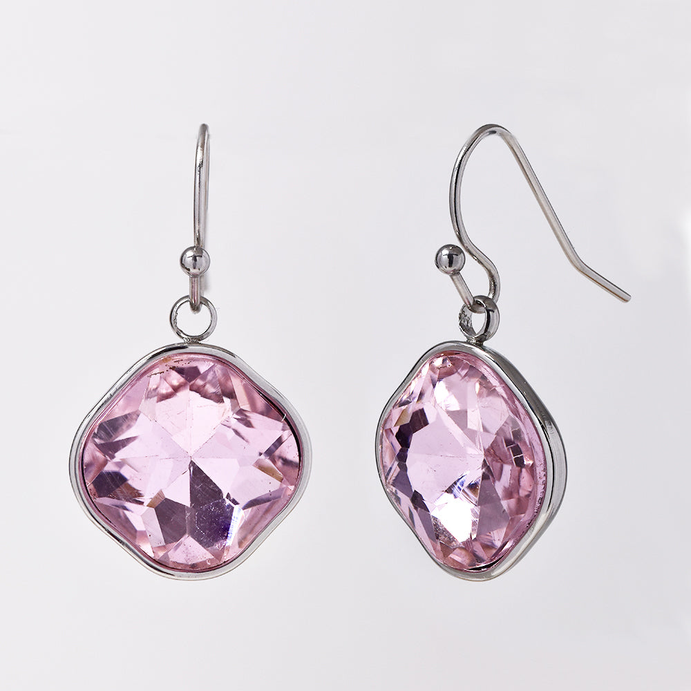Stainless steel gold plated drop earring with stone - SSYE4952