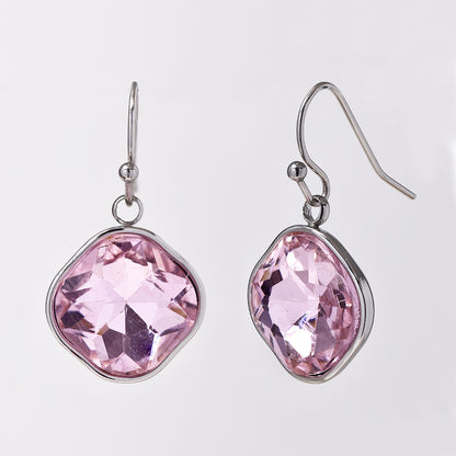 Stainless steel gold plated drop earring with stone - SSYE4952