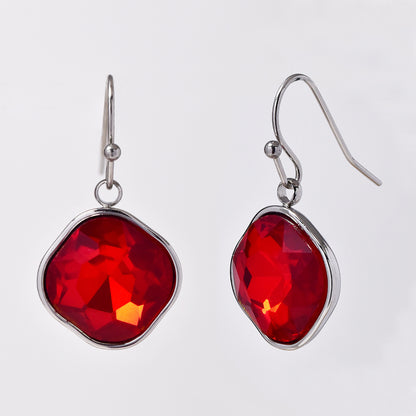 Stainless steel gold plated drop earring with stone - SSYE4952