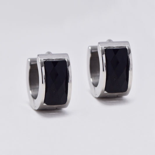 Stainless steel huggie with colour stone - SSYE4982