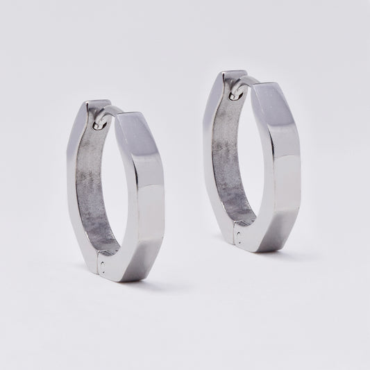 Stainless steel gold plated hexagonal huggies - SSYE4984