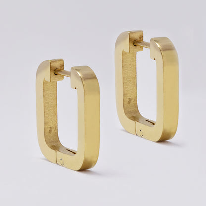 Stainless steel gold plated rectangle huggies