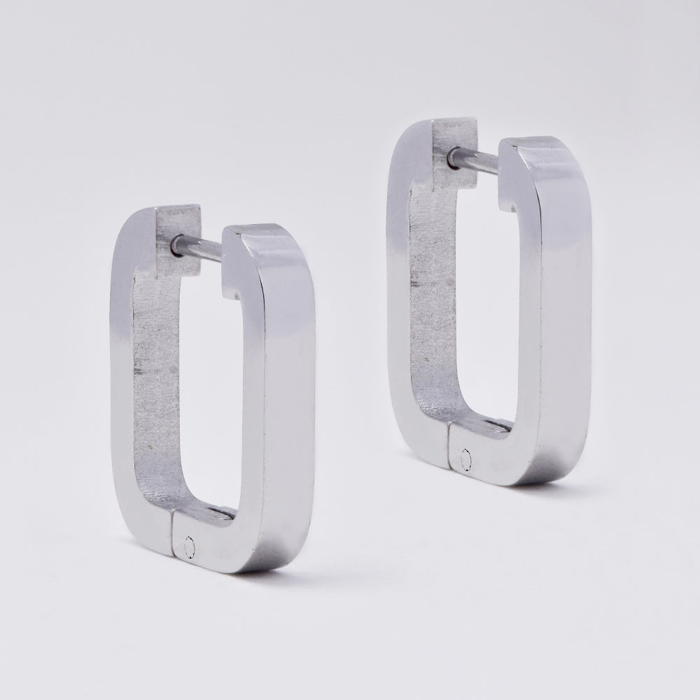 Stainless steel gold plated rectangle huggies