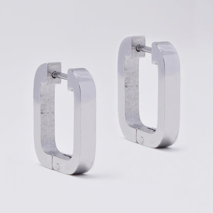 Stainless steel gold plated rectangle huggies