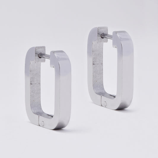 Stainless steel gold plated rectangle huggies