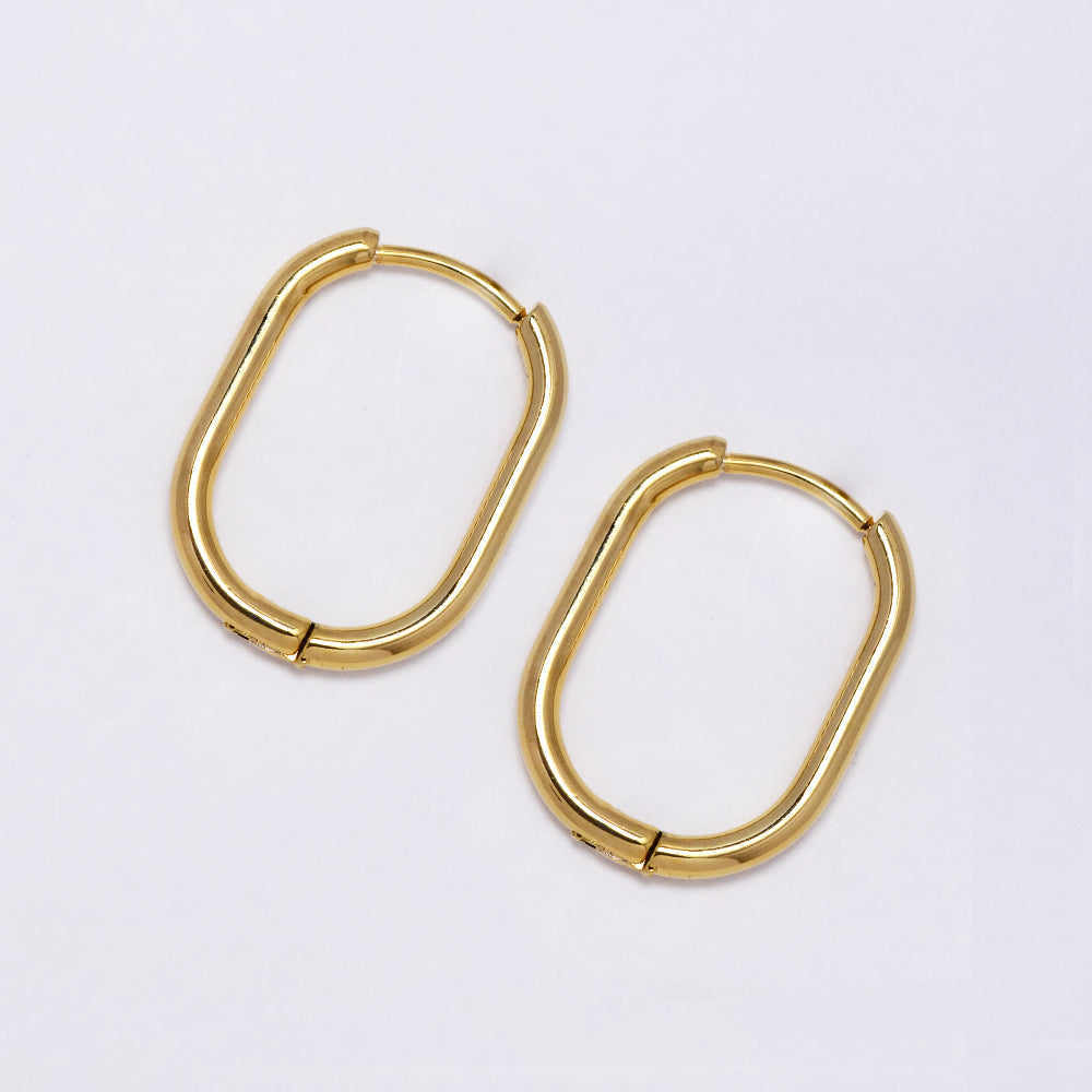 Stainless steel gold oval hoop earring