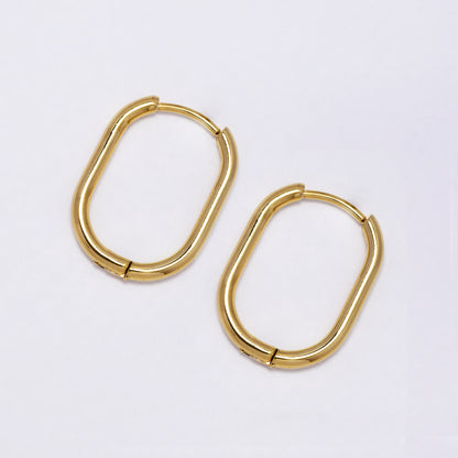 Stainless steel gold oval hoop earring