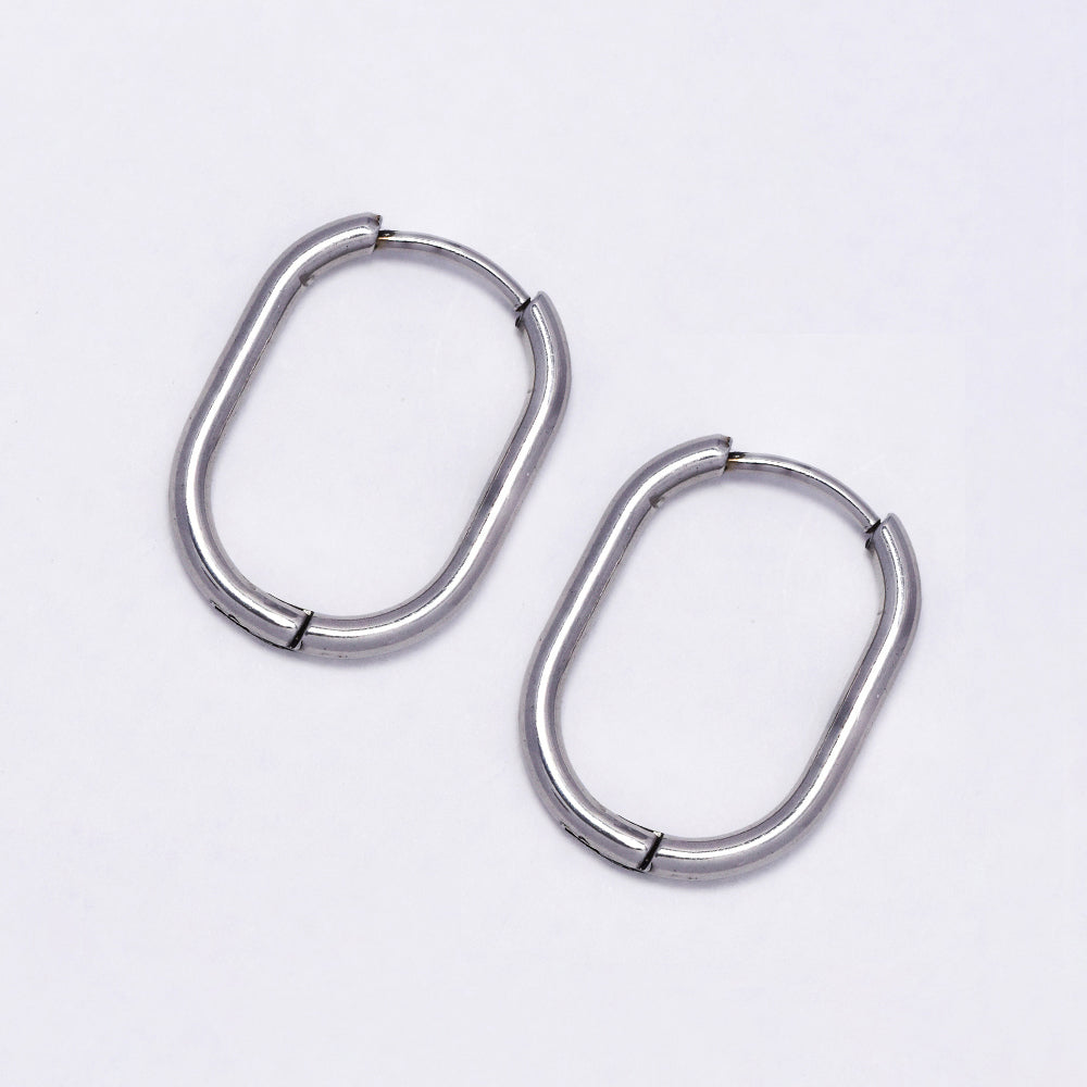 Stainless steel gold oval hoop earring