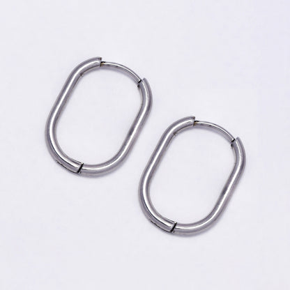 Stainless steel gold oval hoop earring