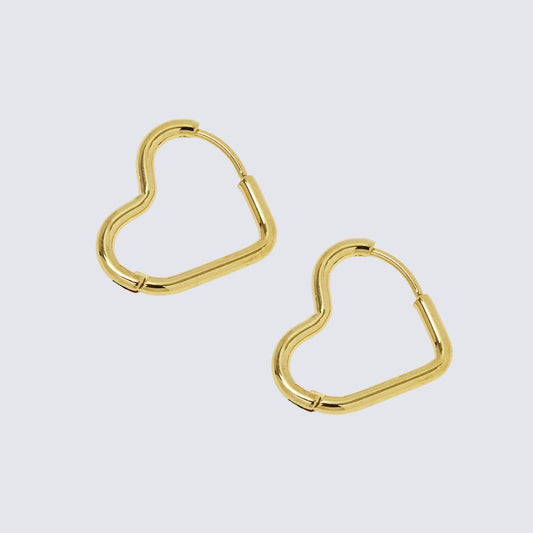 Stainless Steel Gold Heart Hoop Earring - SSYE5022