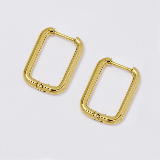 Stainless steel gold rectangular hoop earring - SSYE5023