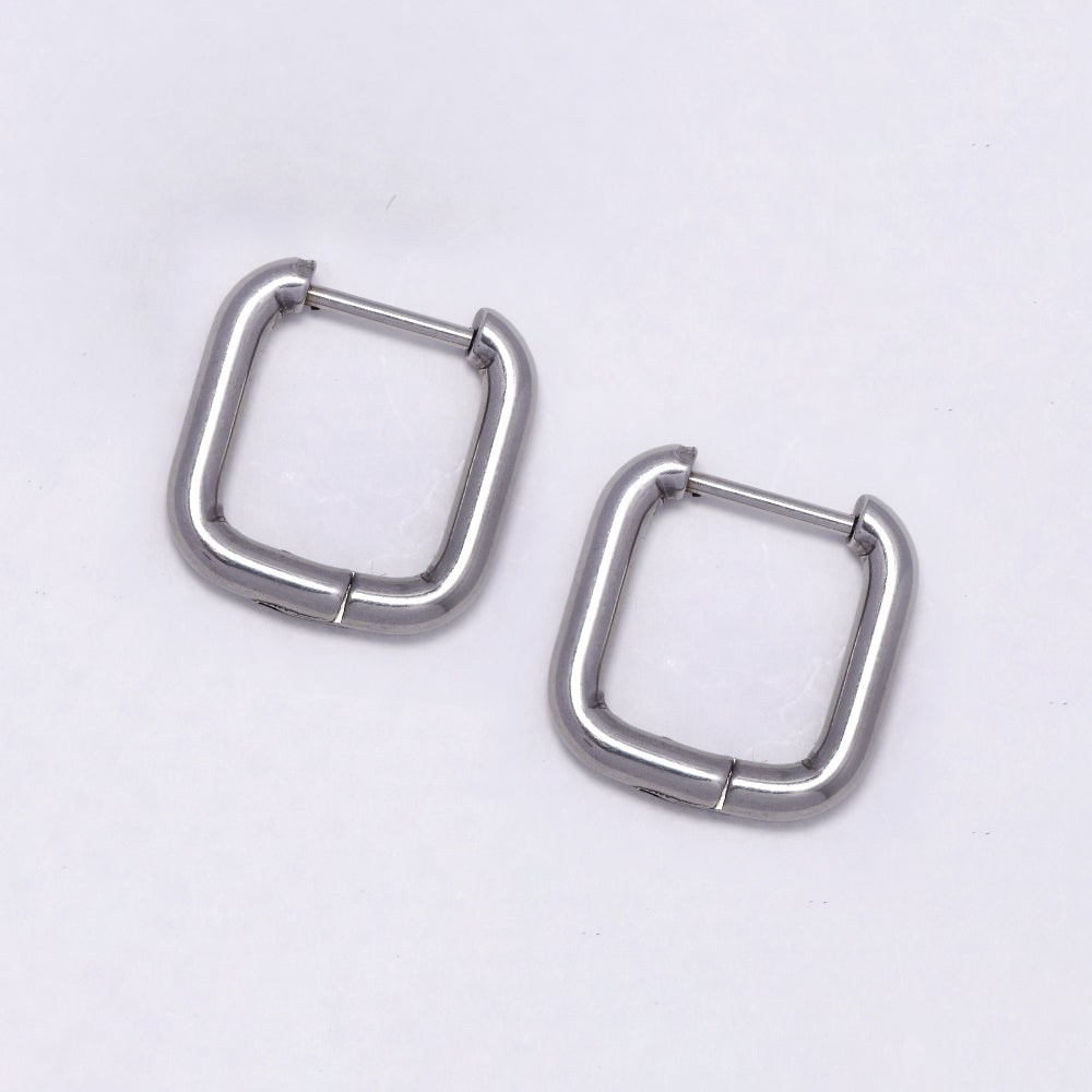 Stainless steel gold square hoop earring - SSYE5024
