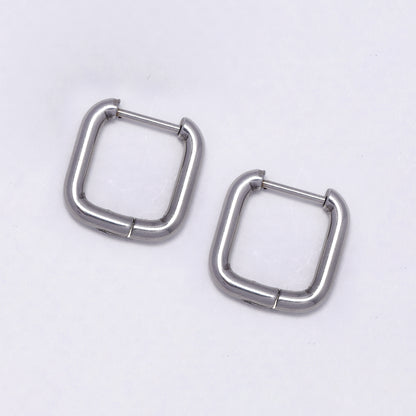 Stainless steel gold square hoop earring