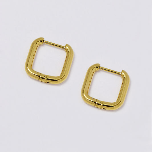 Stainless steel gold square hoop earring