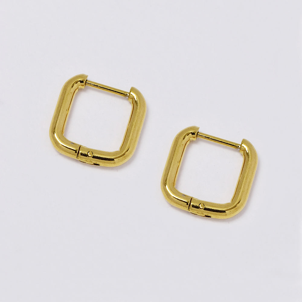 Stainless steel gold square hoop earring