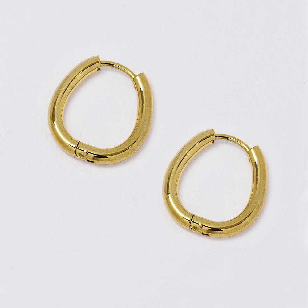 Stainless steel gold hinged hoop earring - SSYE5026